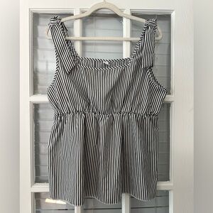 Brown Coco Women’s 1XL Black Striped Tank Top, Bows On Shoulders